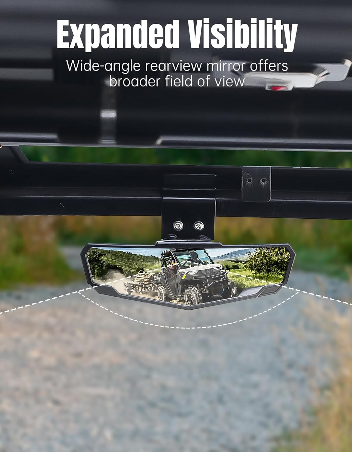 UTV Rear View Mirror for Polaris Ranger 570 900 1000 XP Crew 2015-2025 & Can-Am Defender - Convex Wide-Angle Center Accessories, Shatterproof, 1PC