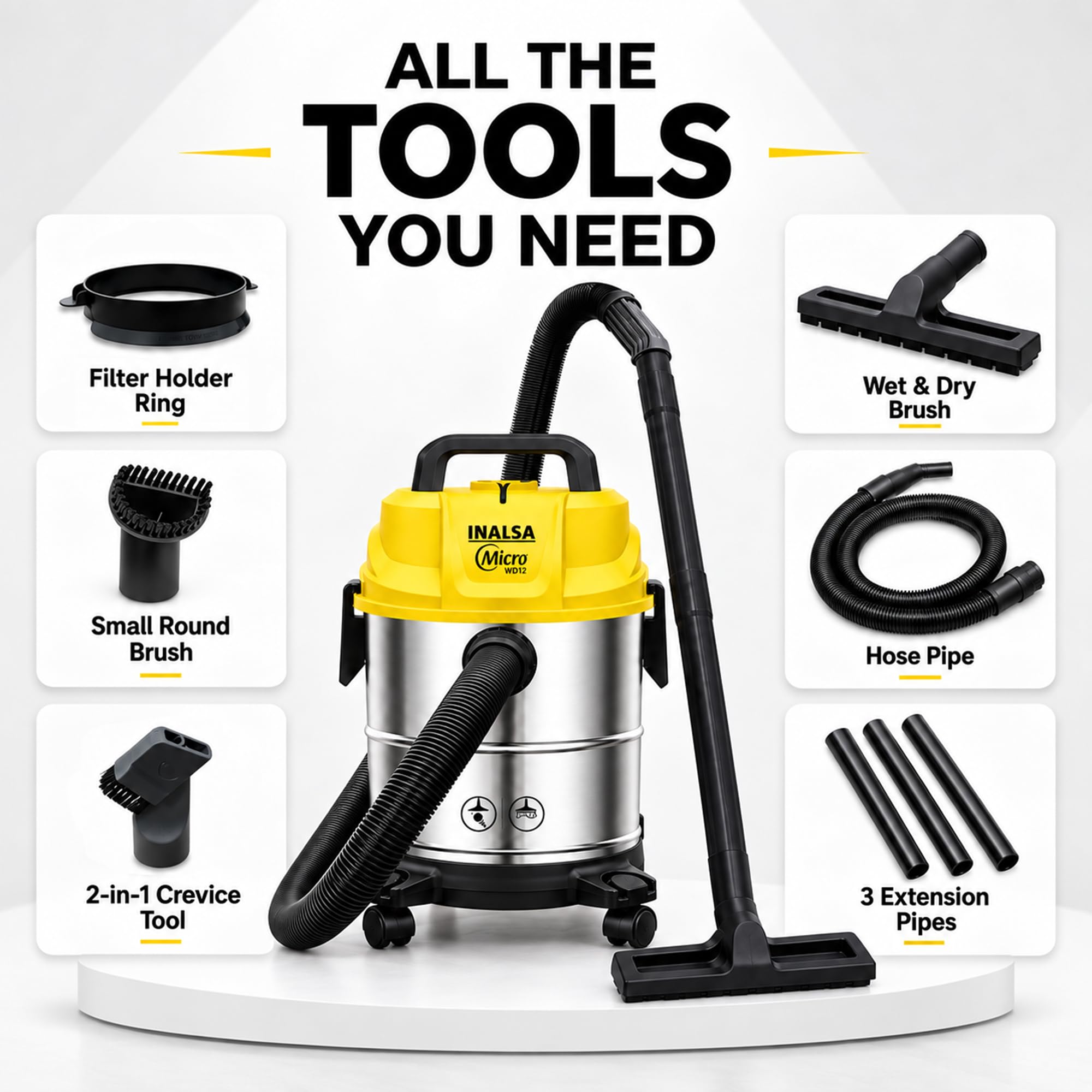 Inalsa Wet & Dry Vacuum - Powerful Cleaning! -7