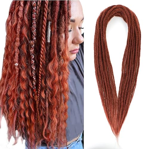 Aguacor Extensiones sintéticas de rastas de doble extremo de 24 pulgadas 10 hebras finas de cabello de reggae hecho a mano estilo hip-hop