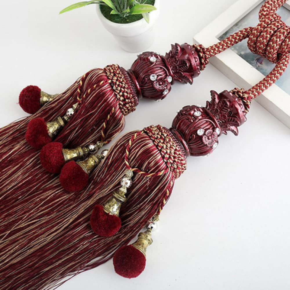 Youther Rideau Corde Européenne Double Boule Rideau Boucle Sangle Suspendue Boule Crochet Glands Embrasse Dos Rideau Accessoires Décoration de La Maison, 6