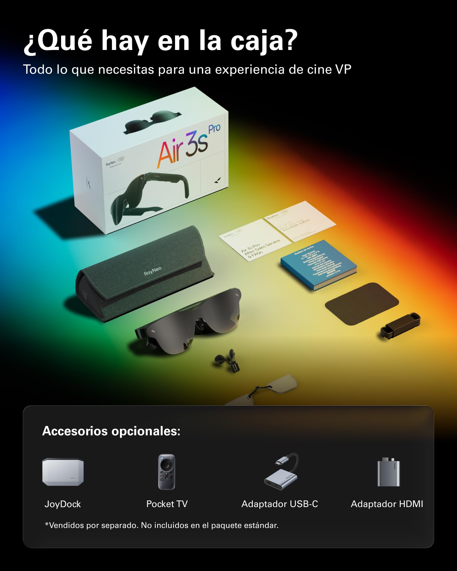 RayNeo Air 3s Pro Gafas AR/XR- Pantalla de Video 201'' 1200 Nits 120Hz HueView 2.0, Gafas de Juego Inteligentes para iPhone 17,16,15/Android/Mac 2/PS5/SteamDeck
