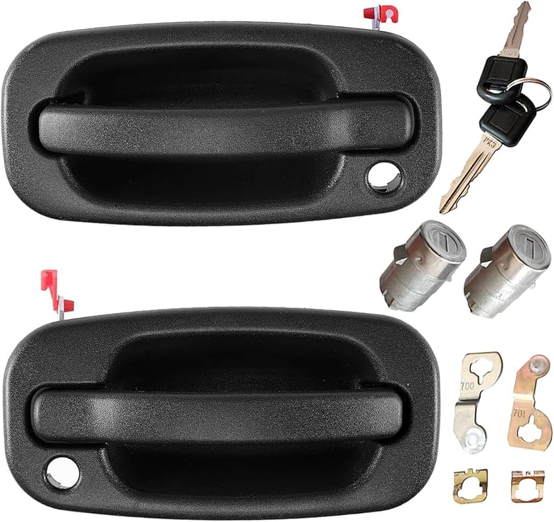 Maçanetas externas dianteiras com fechaduras Lcyolada para Chevy Silverado, GMC Sierra e SUVs 1999–2007 – Par