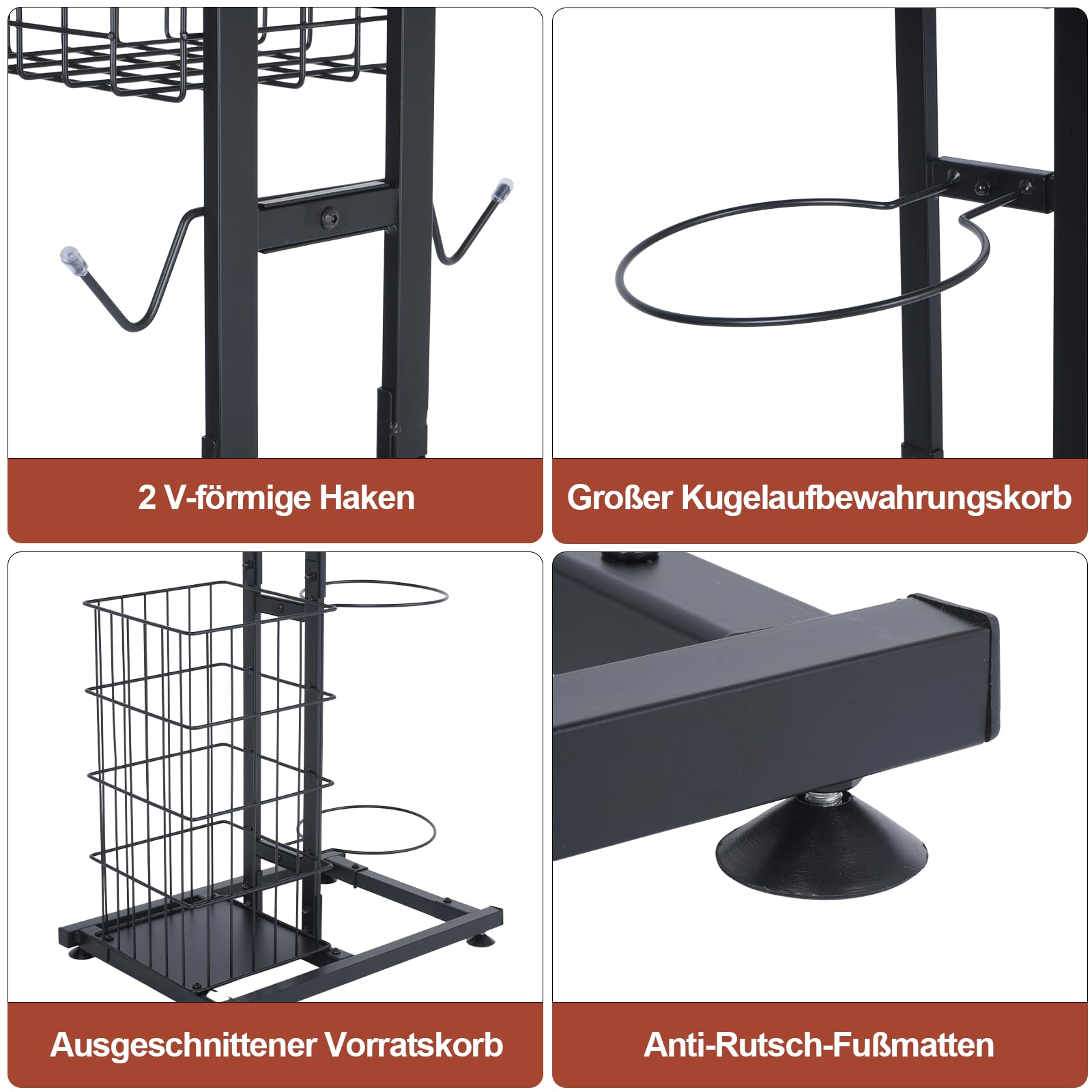 uyoyous Metall Ballständer Ball Aufbewahrung regal Mehrschichtig Basketballständer Kinder-Basketball Halter Fußballständer Innenbereich Ballregal Organizer Für Sportgeräte