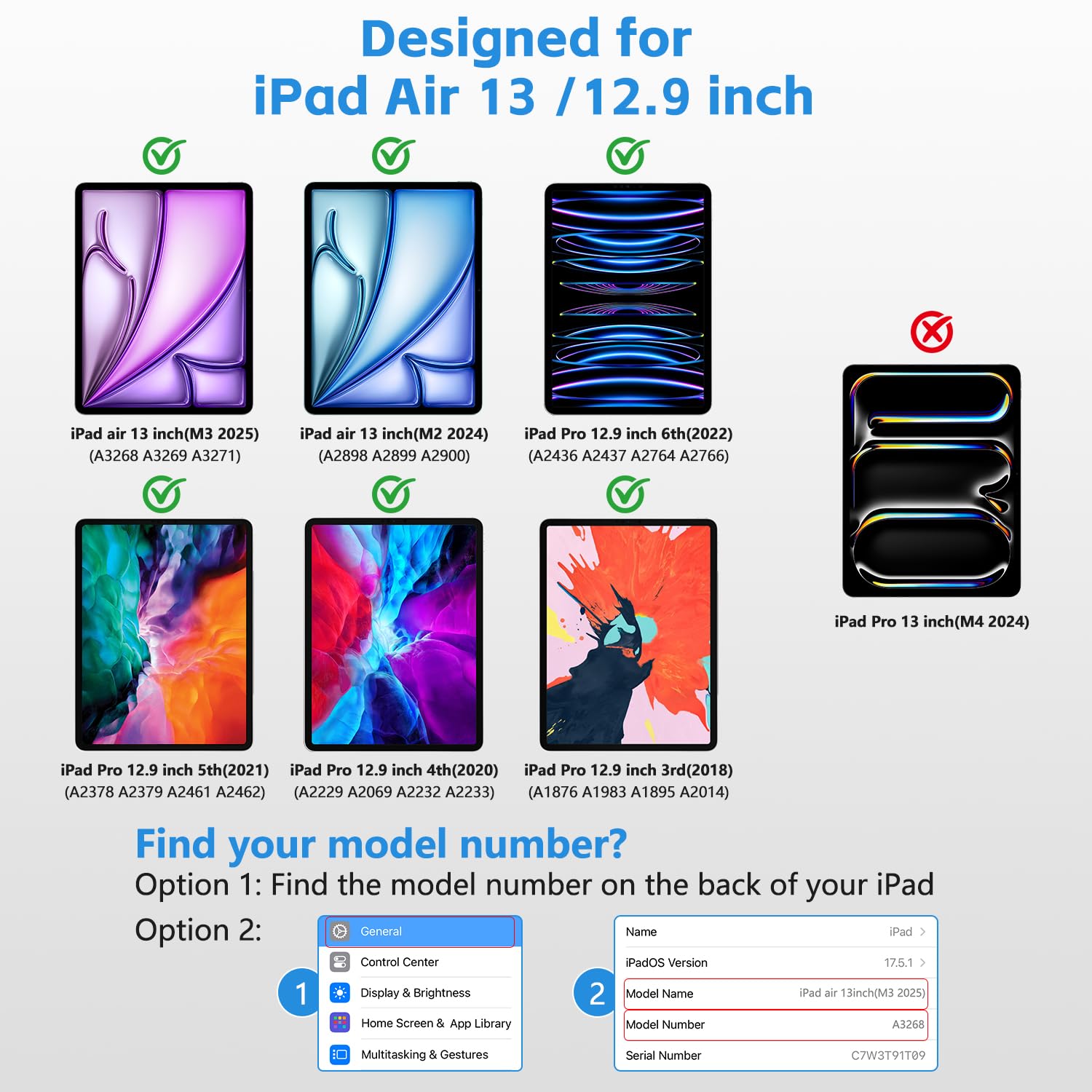 FUWANG Touch Keyboard Case for iPad Air 13 inch (M3 2025/M2 2024)and iPad Pro 12.9 6th 5th 4th 3rd Gen, 360° Rotate 7 Colors Backlit for iPad Air 13 inch Case Keyboard with Multi-Touch Trackpad, Black