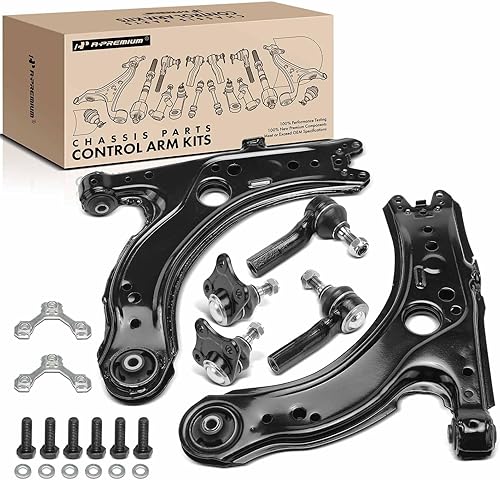 A-Premium Juego de 6, brazo de control inferior delantero, rótula inferior, extremo de barra de acoplamiento exterior, compatible con Volkswagen