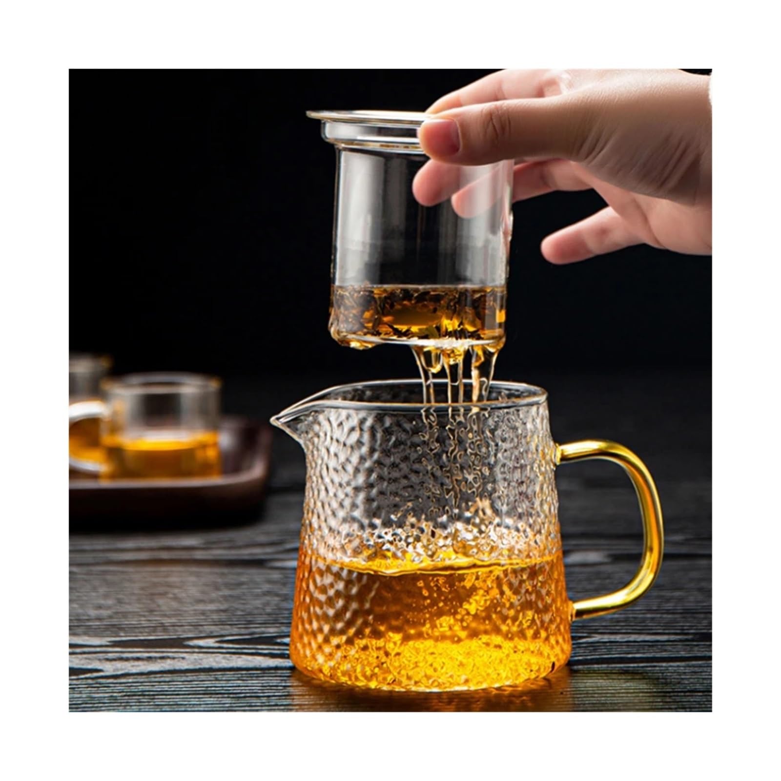 Teiera Teiera in vetro resistente Set da tè cinese Bollitore Puer Caffettiera in Comodo ufficio(600ml)