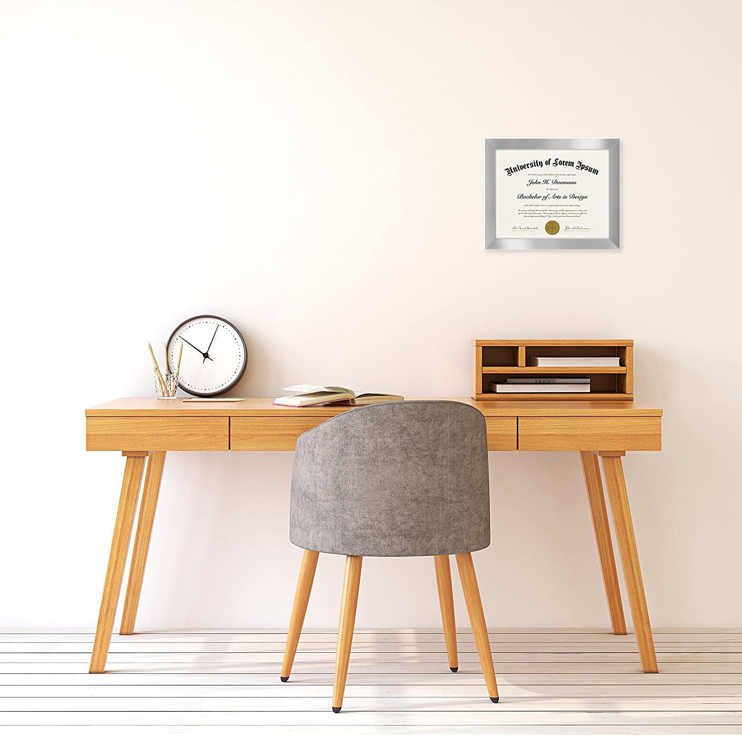 Americanflat 8.5x11 Diploma Frame with Shatter-Resistant Glass - Document Frames with Engineered Wood - Legacy Collection - Certificate Frame for Tabletop and Wall Display - Silver (Pack of 12)