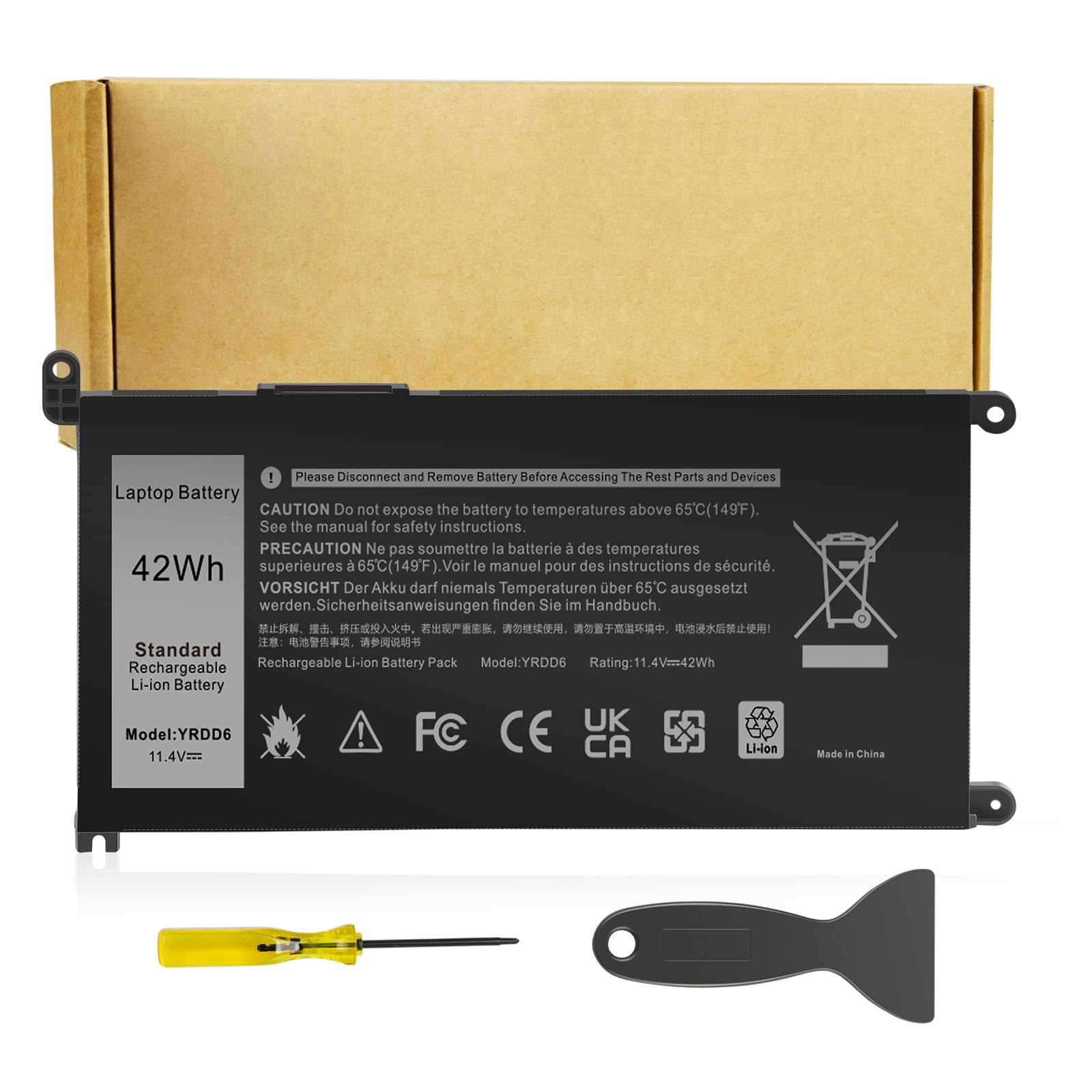 YRDD6 Battery for Dell Inspiron 7586 5482 5485 5491 5591 3310 2-in-1 5593 5591 5480 3493 3582 3583 3584 3593 3793 5493 5585 5590 5594 5598 Vostro 3491