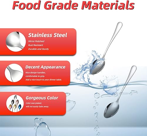 Miniatura 3 de Cucharitas de cubiertos, 36 piezas de cubiertos de acero inoxidable solamente, cuchara de sopa de 6.7 pulgadas, utensilios esenciales de cocina para