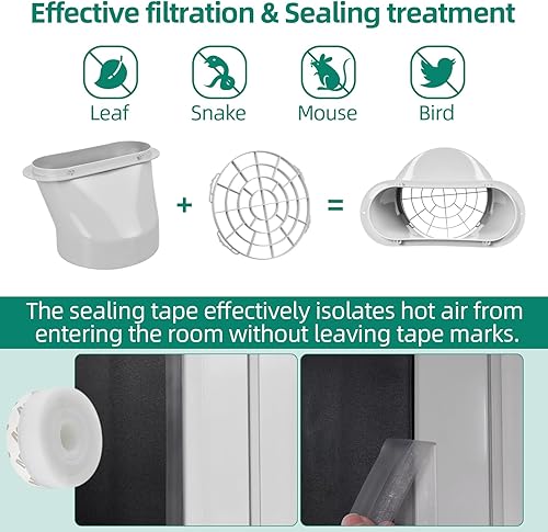 Miniatura 4 de cocobeen Kit de ventana de aire acondicionado portátil, kit de ventilación de CA universal ajustable con manguera de escape de 5.9 pulgadas para