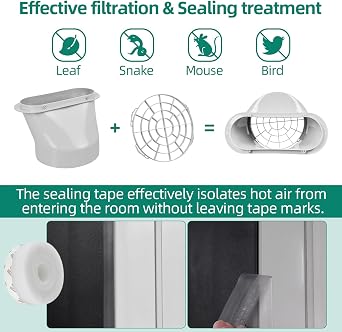 Portable Air Conditioner Window Kit - Adjustable Universal Window Seal AC Vent Kit with 5.9 Exhaust Hose for Sliding Vertical/Horizontal Windows