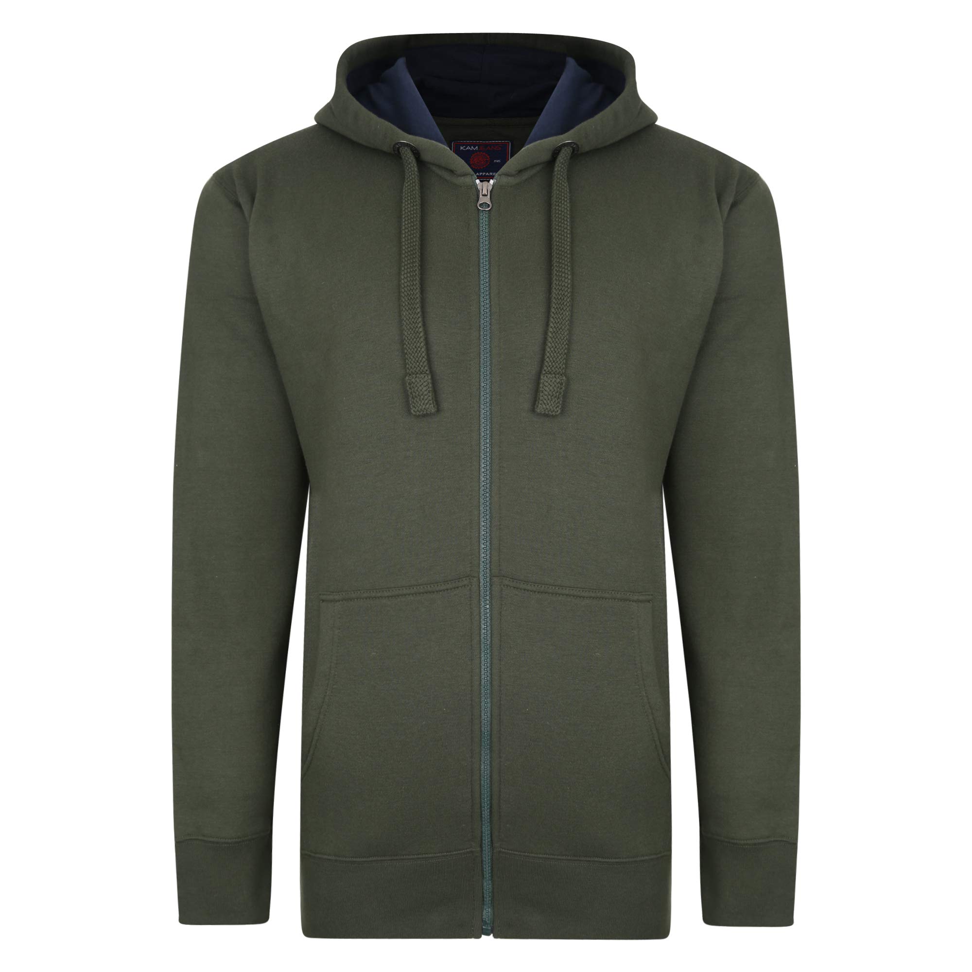 Kam Big & Tall Khaki Zip Through Hoodie - Men's