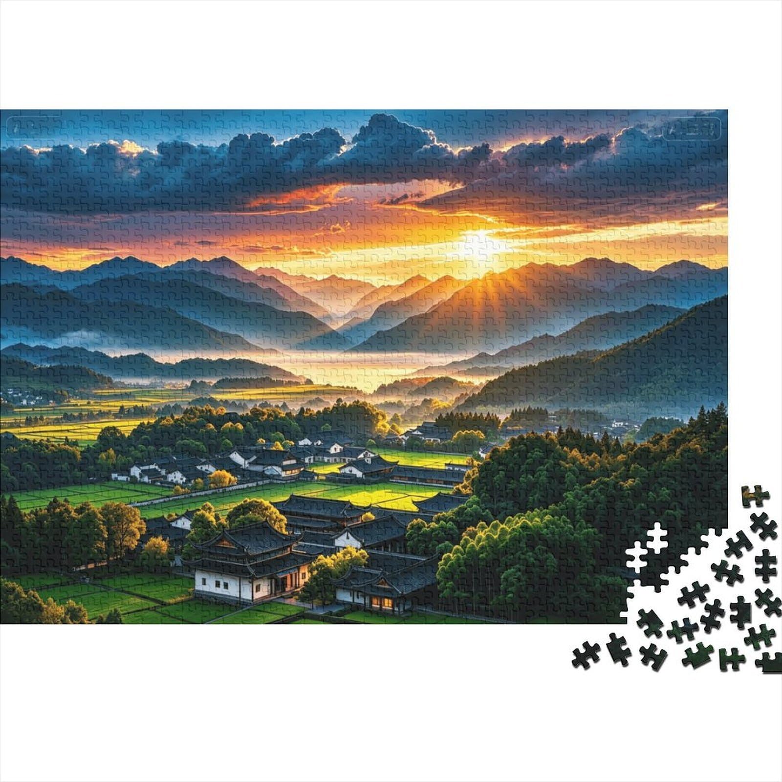Mountain Sunrise Jigsaw Puzzles 1000 Pieces Recycled Paper Nature Scenery Puzzle for Boy & Girl Fun Present & Activity for Home Great Gift for Child‘s Birthday 52x38cm/1000pcs