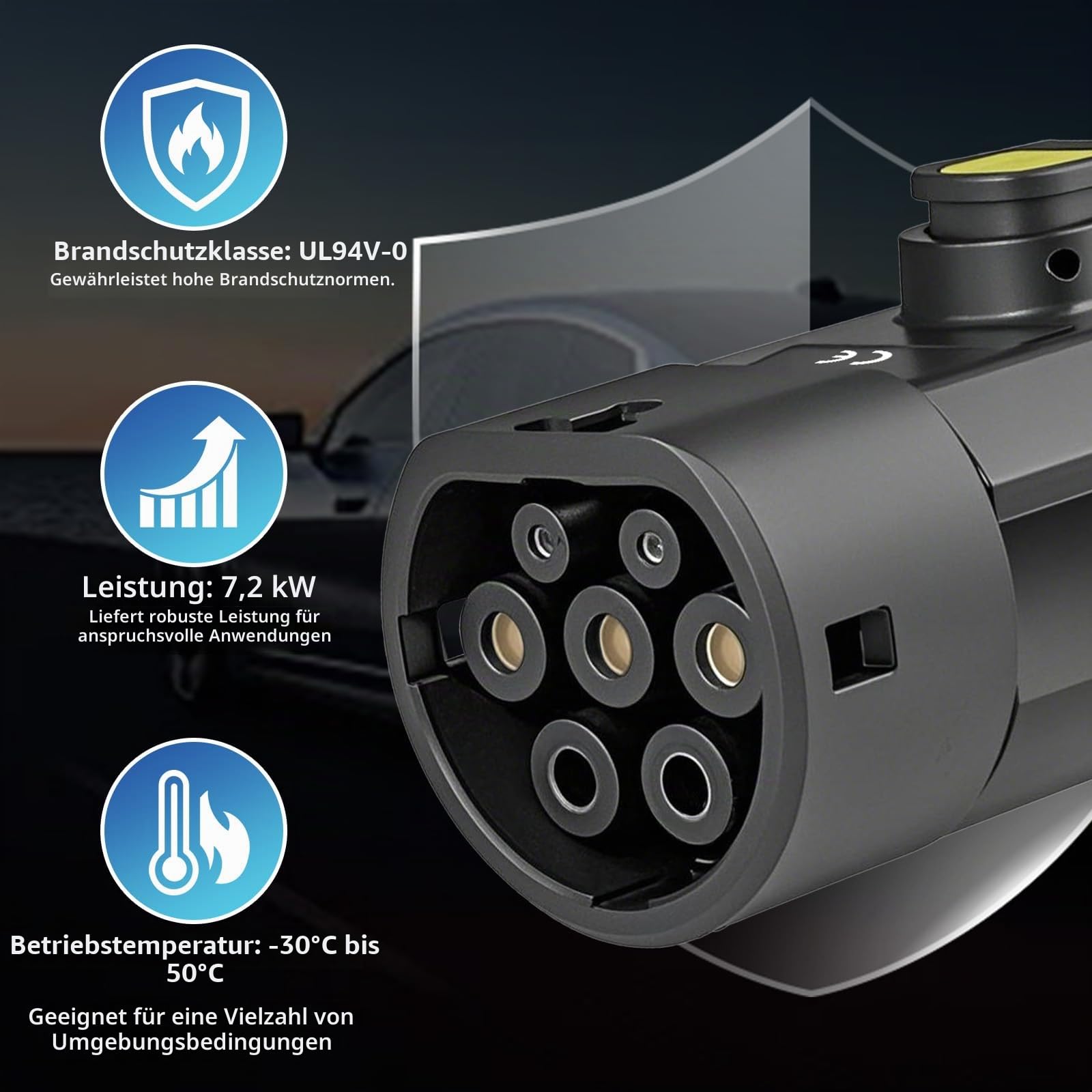 Typ 2 auf Typ 1 EV-Adapter - 32A Hochwertiger EV Ladekabel Autoladegerät Adapter, Typ 2 bis Typ 1 EV für Elektrofahrzeug Ladekabel, Elektrofahrzeug Ladegerät Konverter Auto Ladeadapter