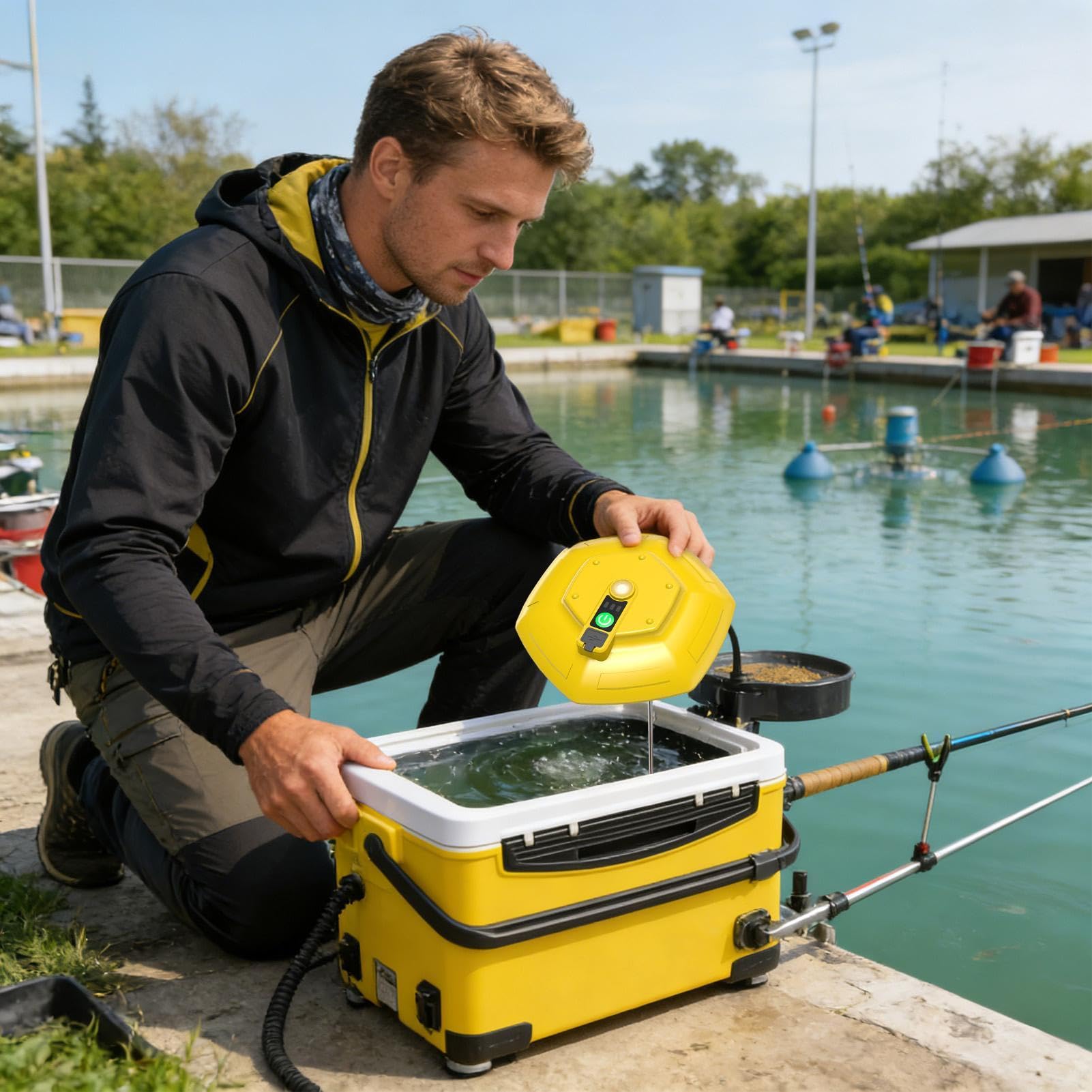 Aérateur de Seau à Appâts Rechargeable – Bulleur de Pêche Flottant Étanche IP – Pompe à Oxygène Portable 3000mAh avec Charge Magnétique – 3 Modes pour Vifs, Eau Douce et Salée – Silencieux & Robuste