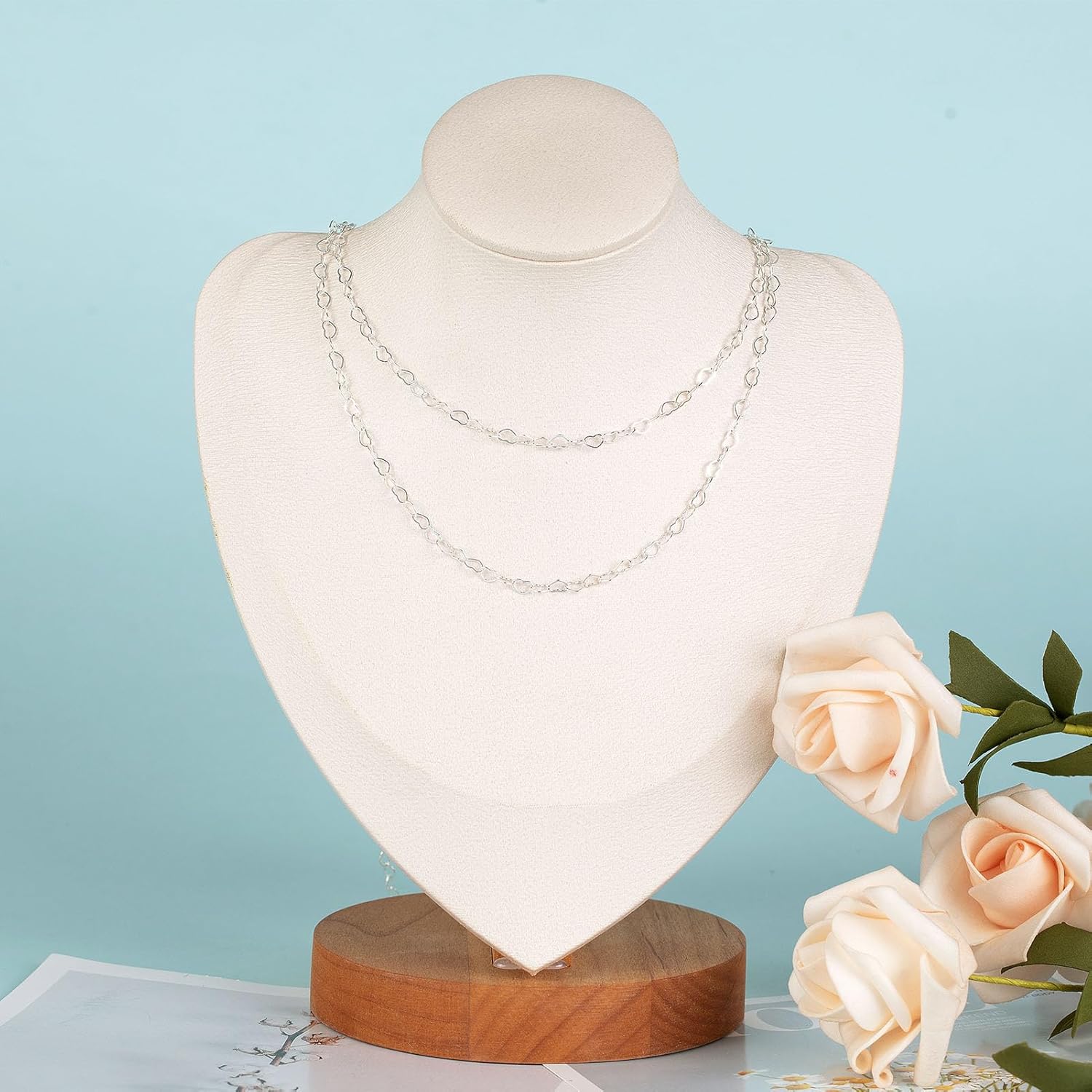 KYUNHOO 16.4 Feet/5M Silver Heart Necklace Chains for Jewelry Making Solid Copper Chain Bulk Heart Cable Link Chain Roll with Jump Rings and Lobster Clasps Jewelry Supplies Findings - Image 8