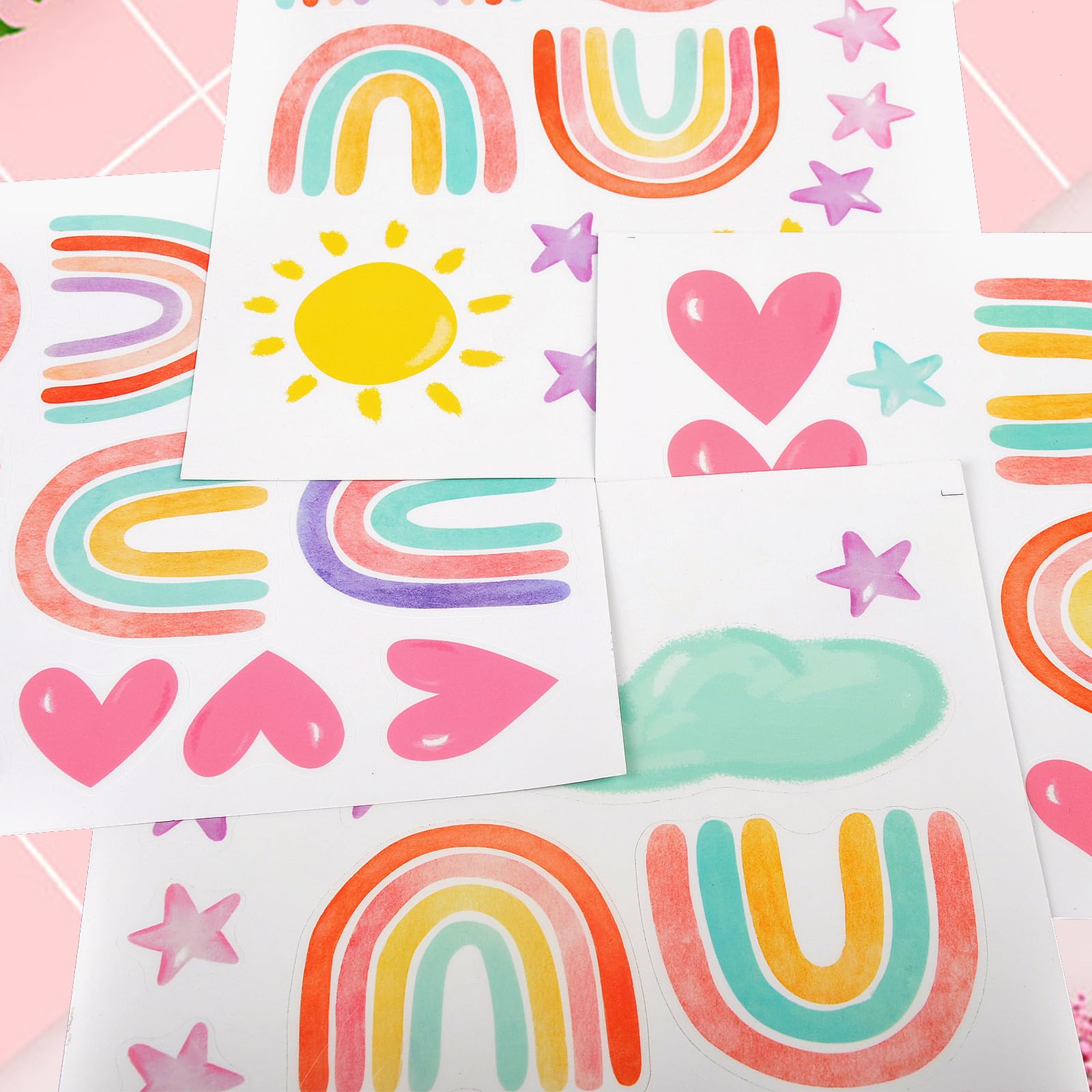 Rainbow Stars Wall Decals Heart Clouds Wall Decor Removable Stick and Peel Wall Stickers Boho DIY Wall Stickers for Girls Boys Baby Bedroom Nursery Room Kids Room DecorationUsed on Smooth Surfaces - Image 3