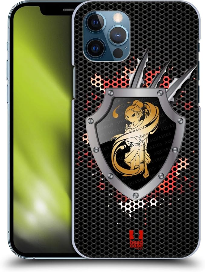 Head Case Designs Aquarius Metal Zodiac Hard Back Case Compatible with Apple iPhone 12 / iPhone 12 Pro