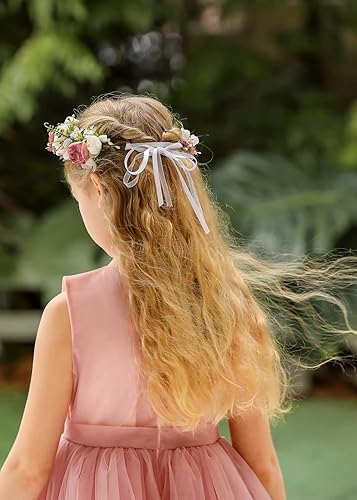 Miniatura 6 de Corona de rosas hippie rústica, corona de boda, festival, floral, diadema para niña de las flores, DFS24 (rubor)