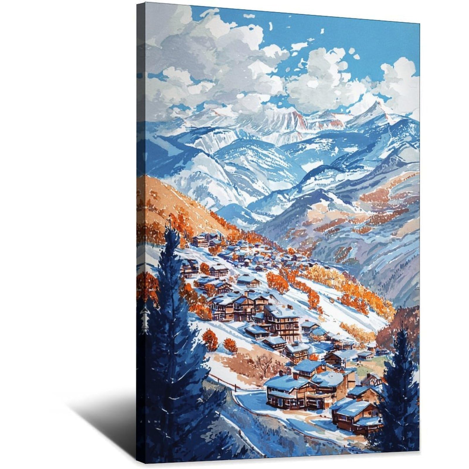 Telluride Ski Posters 20x30inch(50x75cm) Vintage Watercolor Canvas Art