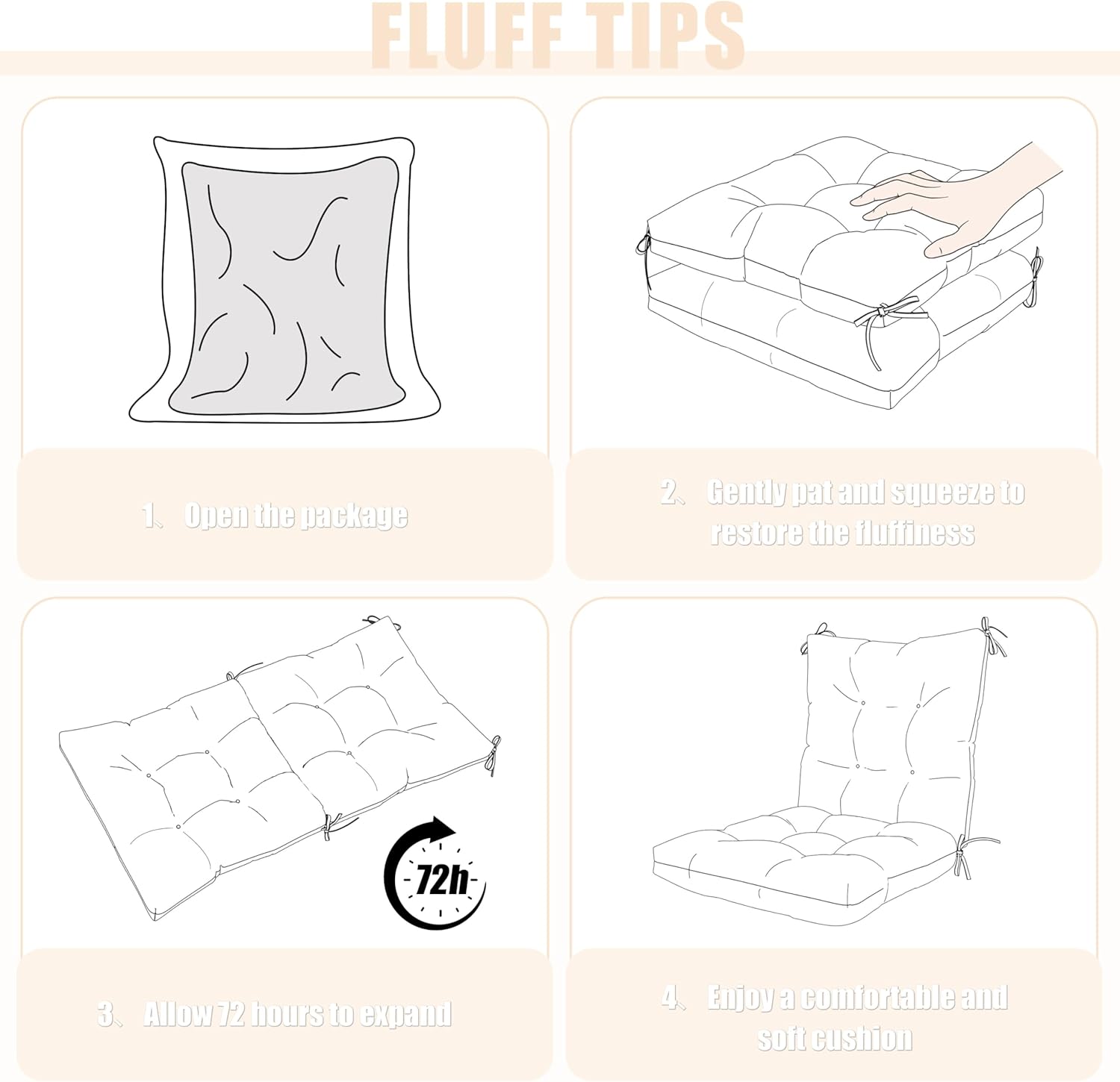 2sets Rocking Chair Cushion Set,Outdoor Patio Chair Cushions,Waterproof and Fade-Resistant Replacement Tufted Pads with Ties for Indoor Outdoor Rocker/Patio/Swing Chair,42 x 21 x 5 Inches