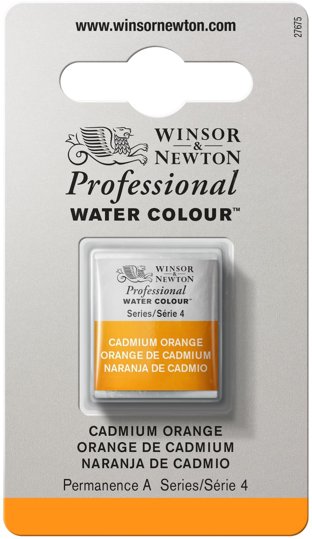 Winsor & Newton Professional Watercolor, Half Pan, Cadmium Orange