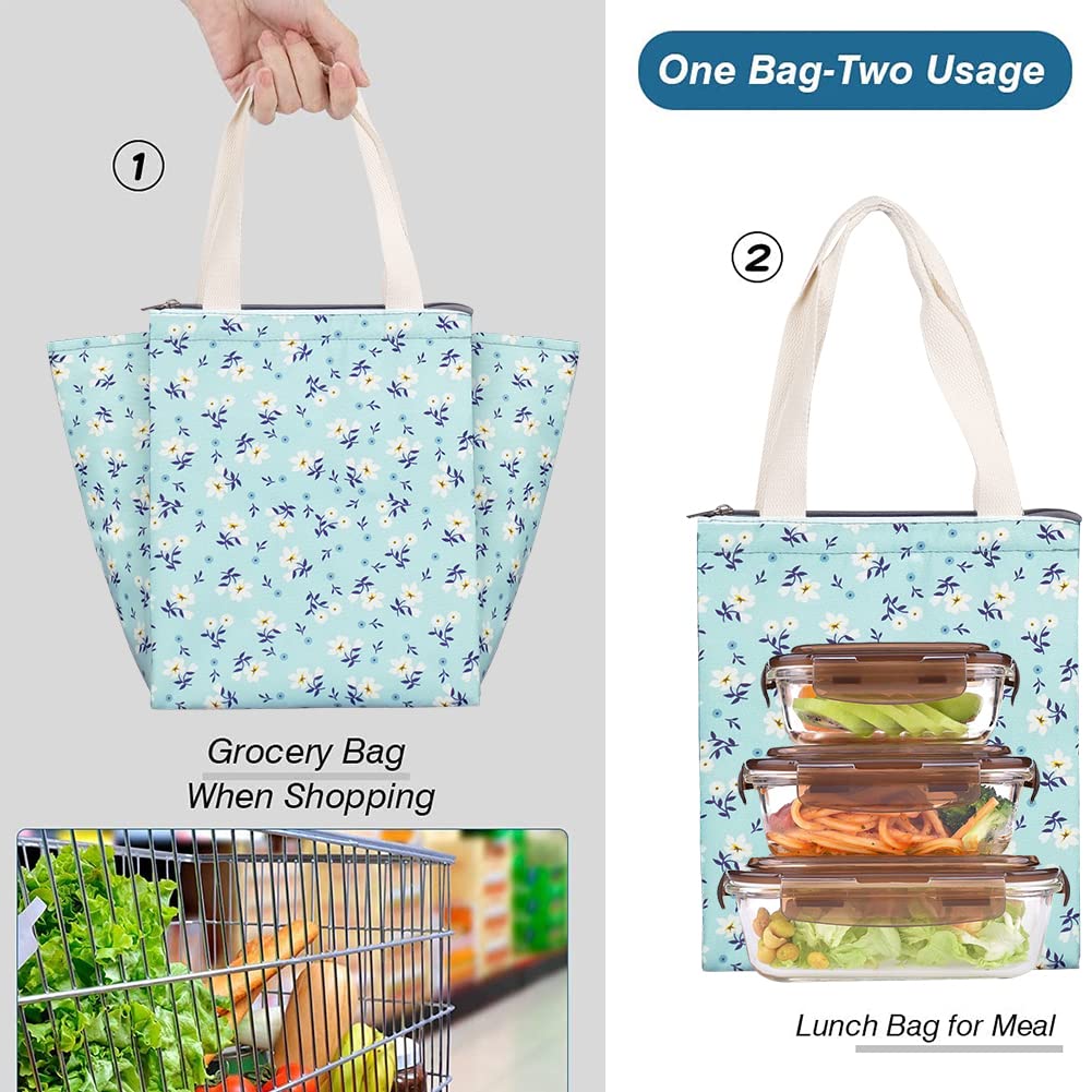 iknoe Insulated Lunch Bag for Women & Adults, 9L Foldable Wide-Open Cooler Bag with Pockets, Leakproof & Portable - Image 2