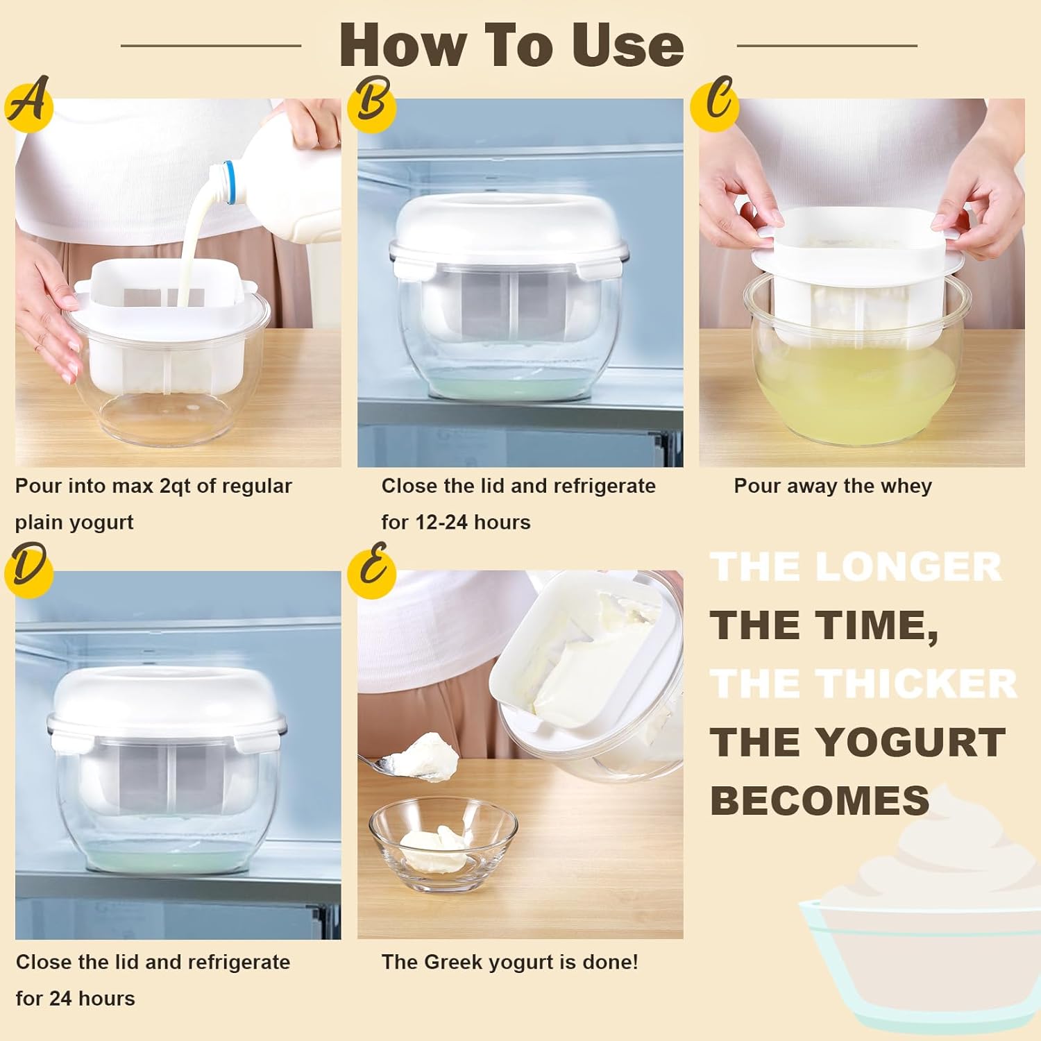 Greek Yogurt Strainer, 2QT Greek Yogurt Maker with Ultra-Fine Mesh Basket, 2025 Upgraded BPA-Free Strainer for Homemade Thick Greek Yogurt, Extra Large Capacity Container White(XL)