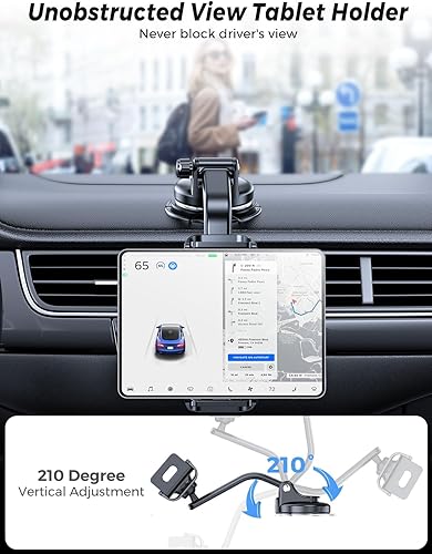 Miniatura 2 de eSamcore Soporte para tablet para tablero de automóvil, soporte de montaje en parabrisas para iPad y soporte de teléfono plegable con abrazadera