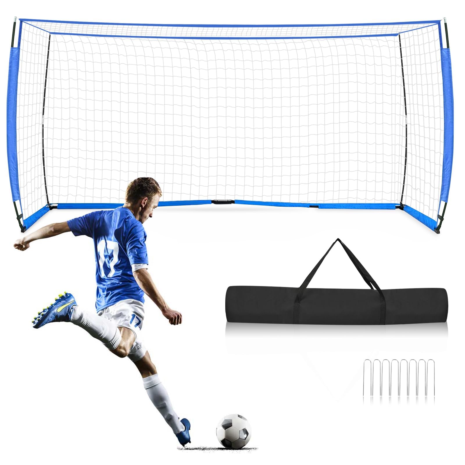 YHANEC 12x6 ft Portable Football Goal, Backyard Full Size Football Goal, Quick Install Football Net for Youth and Adults, 1 Goal + 1 Carrying Bag
