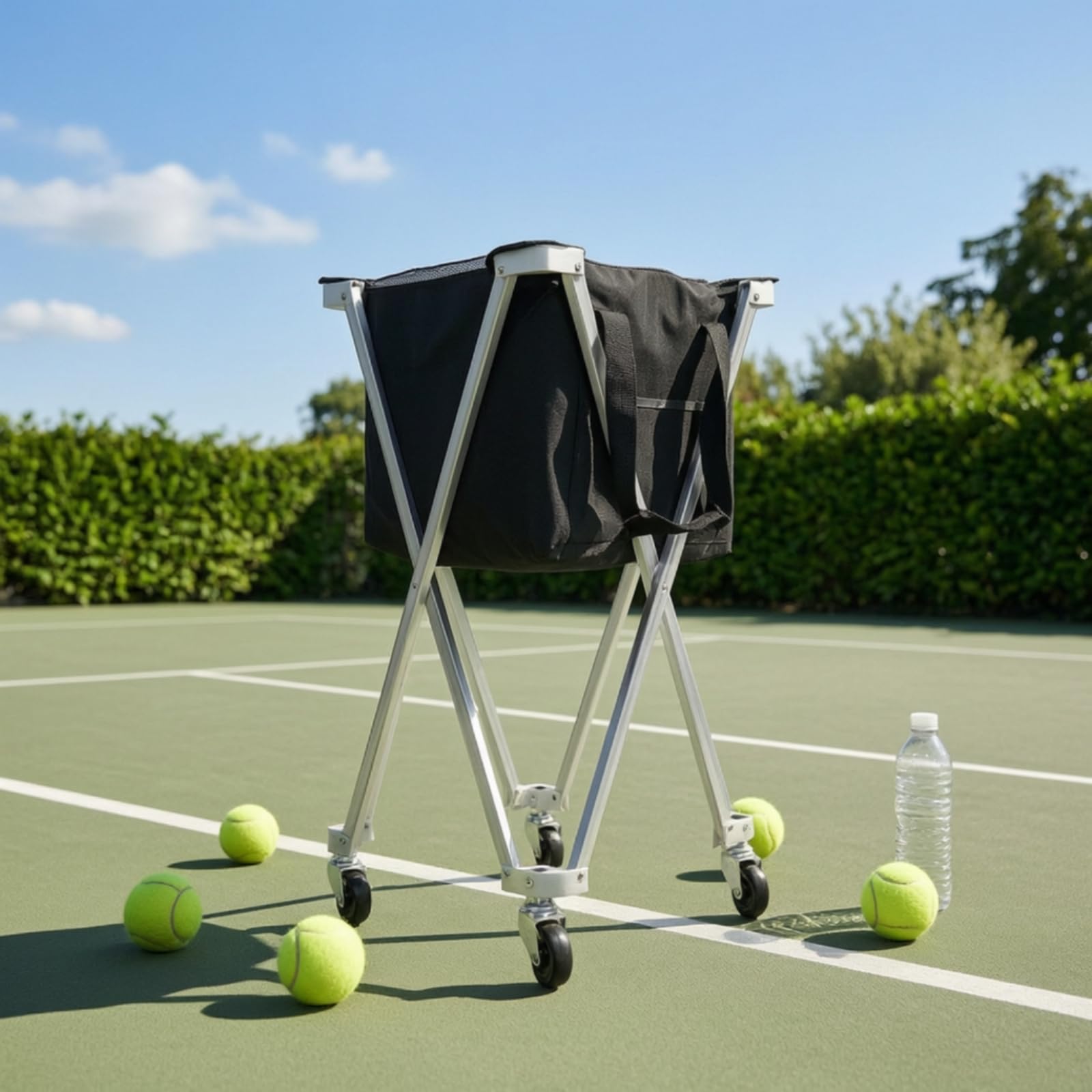 Cesto per Palline da Tennis Stabile, Argento