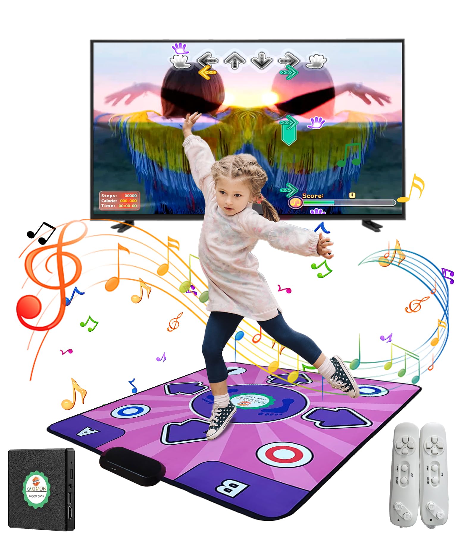 KAXIMON Tapete de Baile Individual para TV, Almohadilla de Baile de Franela Antideslizante con Aprendizaje Chino de Kung fu, tapetes inalámbricos para Juegos de música de Baile para niños, Adultos