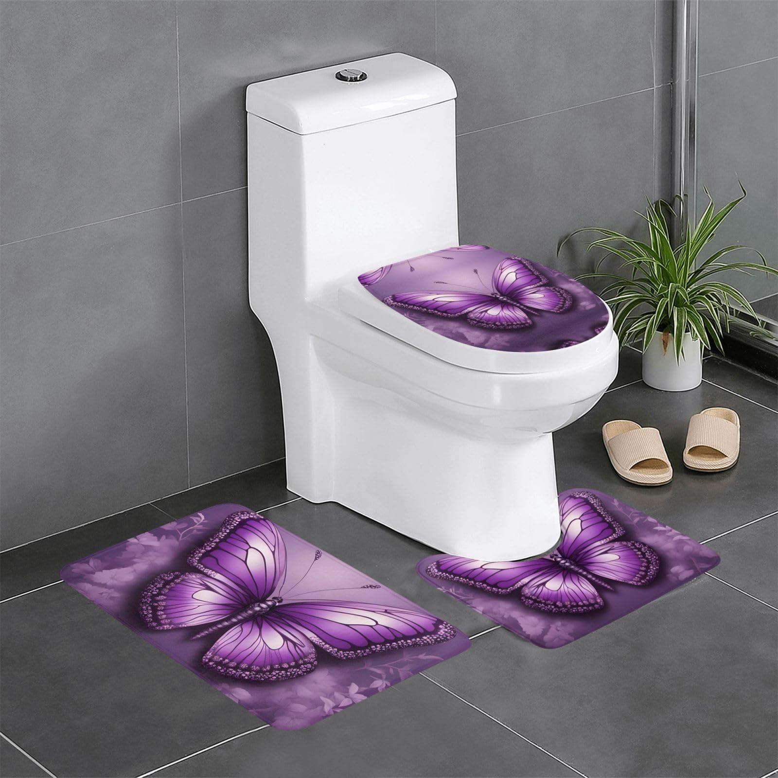 Tapis de bain antidérapant violet résistant pour éviter les glissades