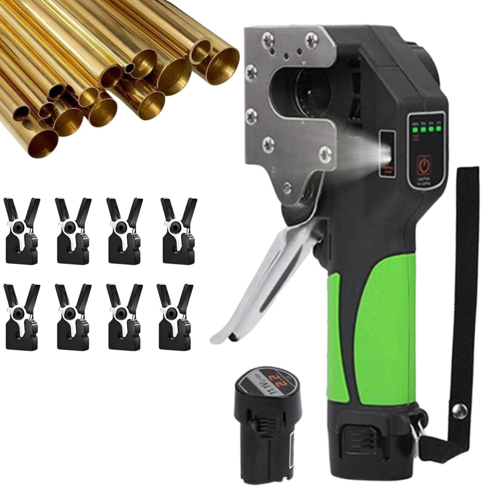 Herramienta para abocardar tuberías de Cobre de 8 tamaños, Kit expansor excéntrico eléctrico inalámbrico con batería de Litio de 2200 mAh