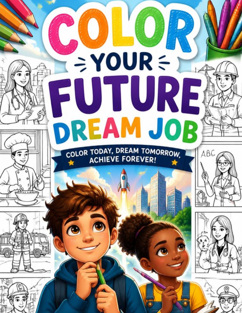 Color Your Future Dream Job – Careers Coloring Book for Kids Ages 4-8, Educational Occupations Activity Book with 100+ Jobs & Community Helpers: ... Through Fun and Creative Coloring Activities