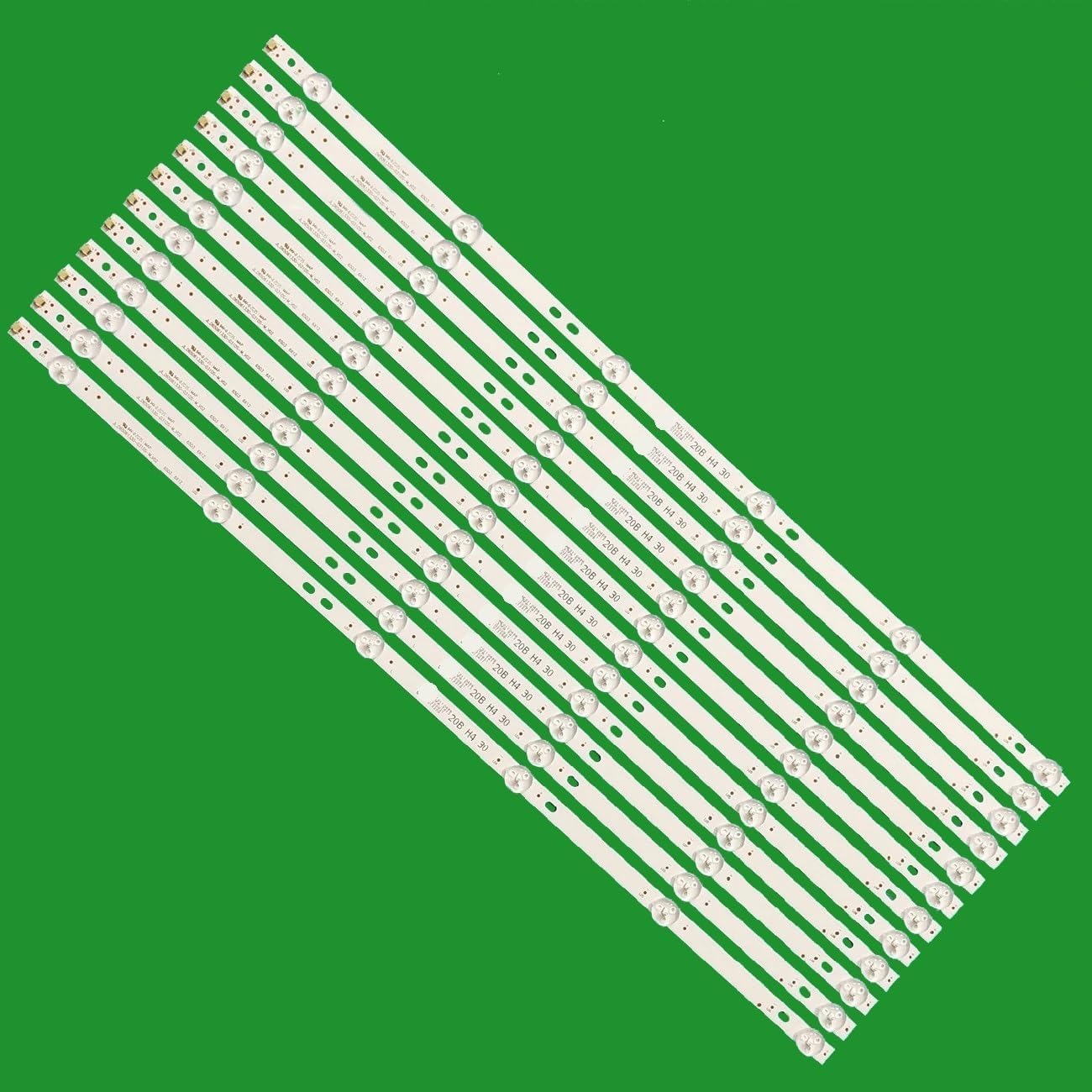 Close-up of a single HEZNtXZ LED backlight strip, showing individual LED components and connection points.