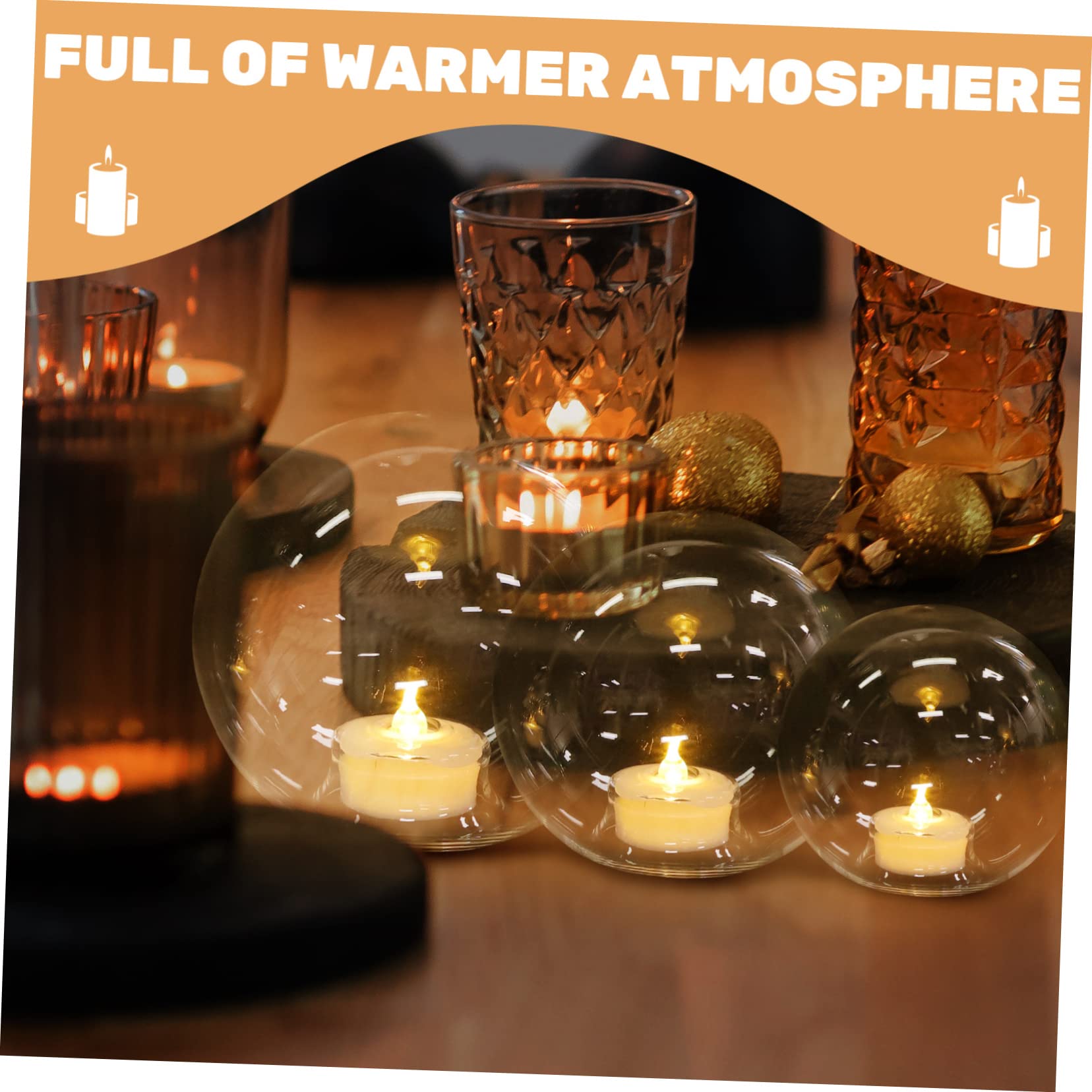 PRETYZOOM Lot de 3 Bougies LED Sphériques en Verre, Centre de Table Élégant, Ambiance Romantique pour Mariages et Anniversaires, Pile Bouton Incluse