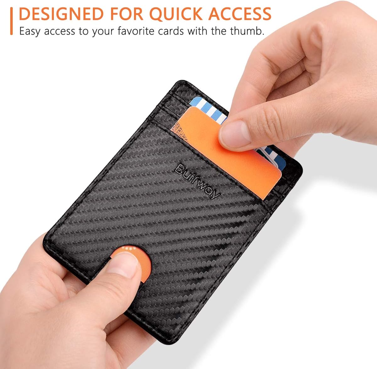 Buffway Mens Slim Wallet, Minimalist Thin Front Pocket Leather Credit Card Holder with RFID Blocking for Work Travel - Atlanta Black at  Women’s Clothing store