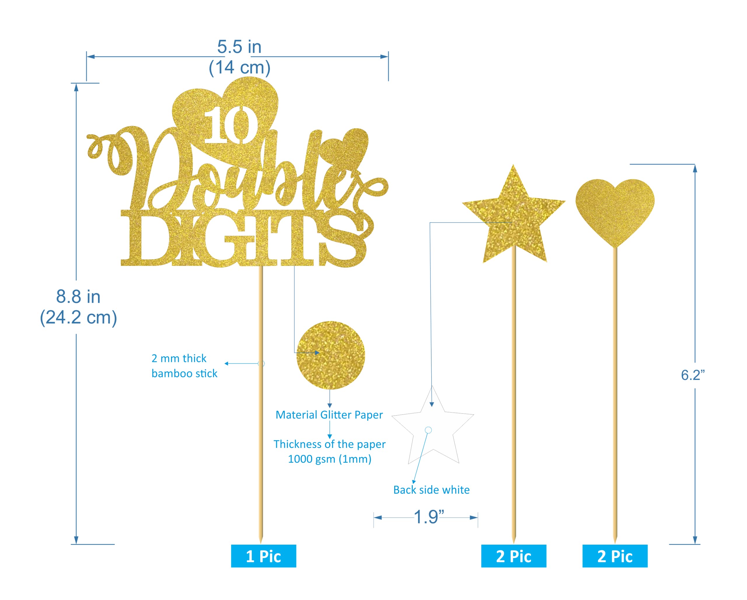 10th Birthday Cake Topper & Banner - Rose Gold -2