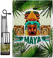 Vista 1 de Maya - Juego de banderas de jardín con soporte Regional Mexico United Mexican States Country Particular Area House Decoración Banner Pequeño Patio