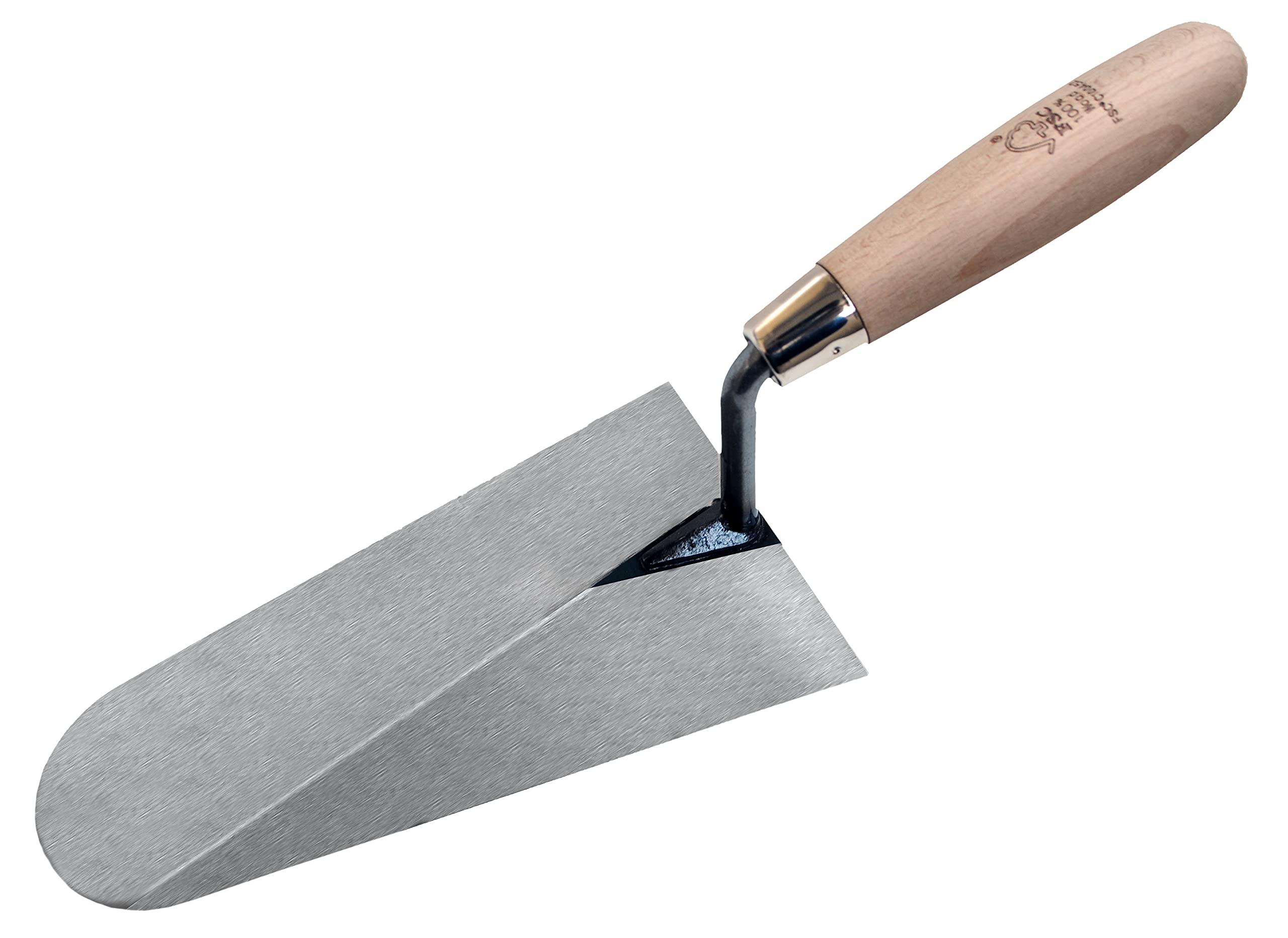 Nespoli N0D1905718 Lightweight Trowel Round Tip Wood Handle 18 cm, Silver