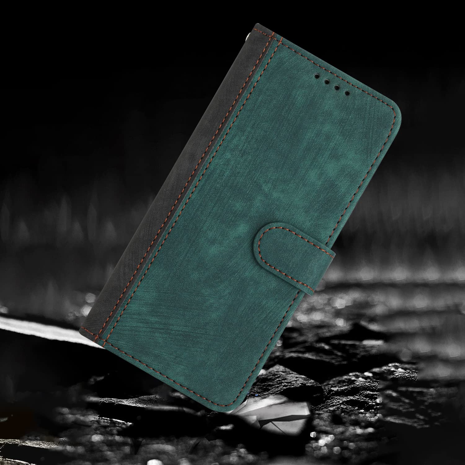 Funda Compatible con Samsung Galaxy A14 5G,Regalar 2 Piezas Protector de Pantalla.Flip Leather Edition,Funda de Cuero PU con Cáscara de TPU,[Soporte Plegable] [Cierre magnético]-Verde — view 6