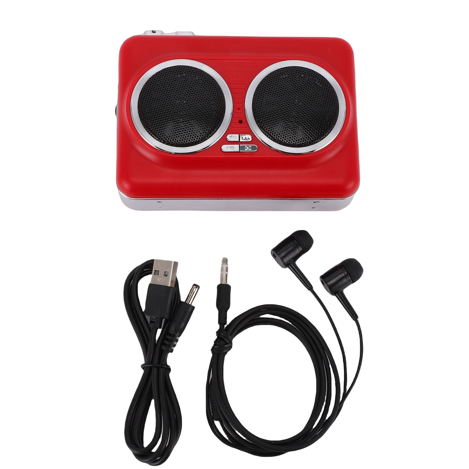 Generic Lettore di Cassette Portatile con Doppi Altoparlanti e Conversione USB per Amanti della Musica, Plastica Rossa, Design Compatto