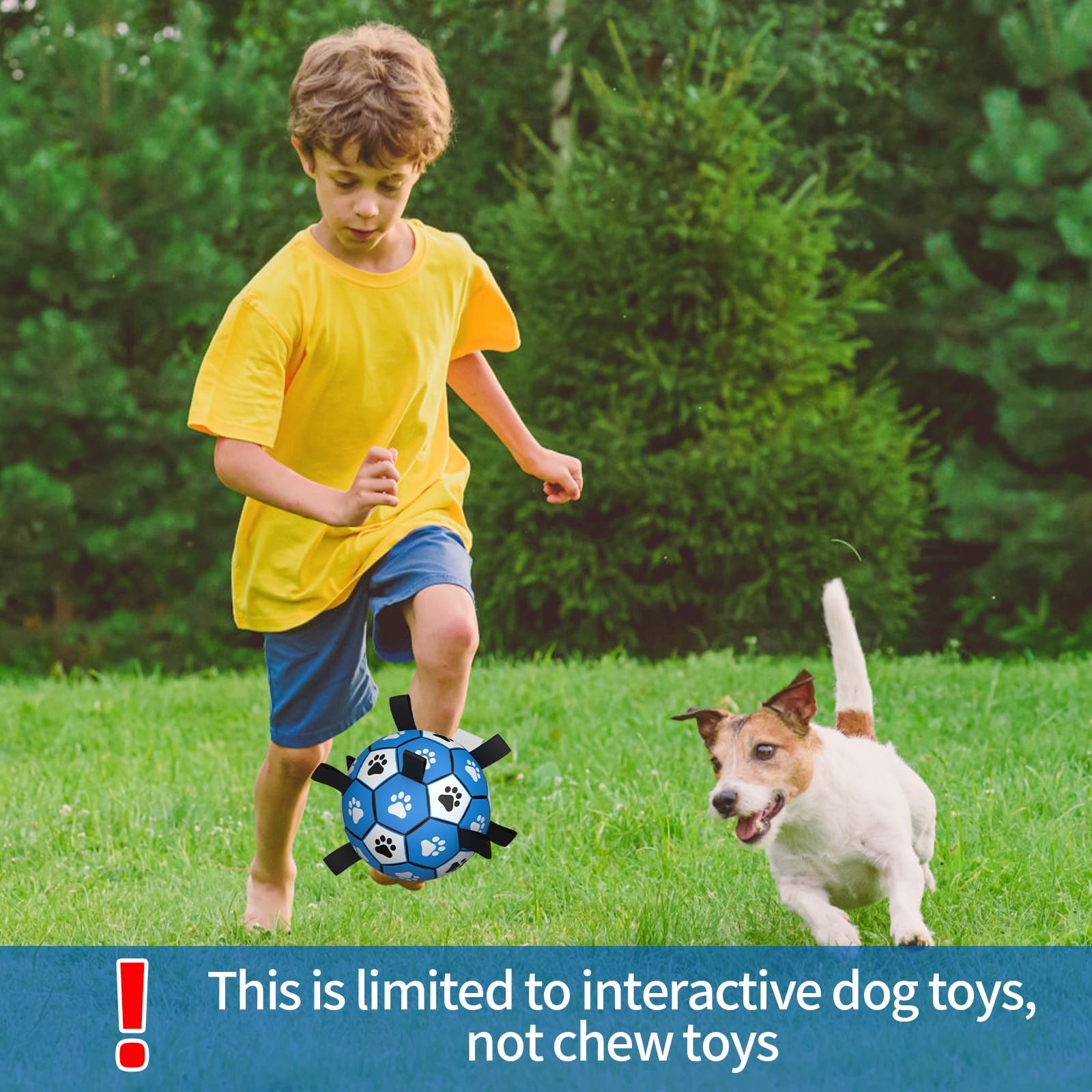 HETOO Interactive Dog Football Toys with Webbing, Durable Dog Water Balls for Small Medium Breed Indoor & Outdoor Blue Gray (6 Inch) - Image 2