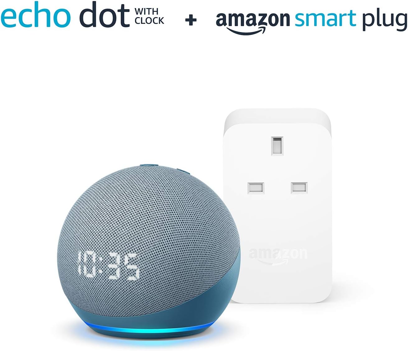 Echo Dot (4th generation) with clock, Twilight Blue + Amazon Smart Plug