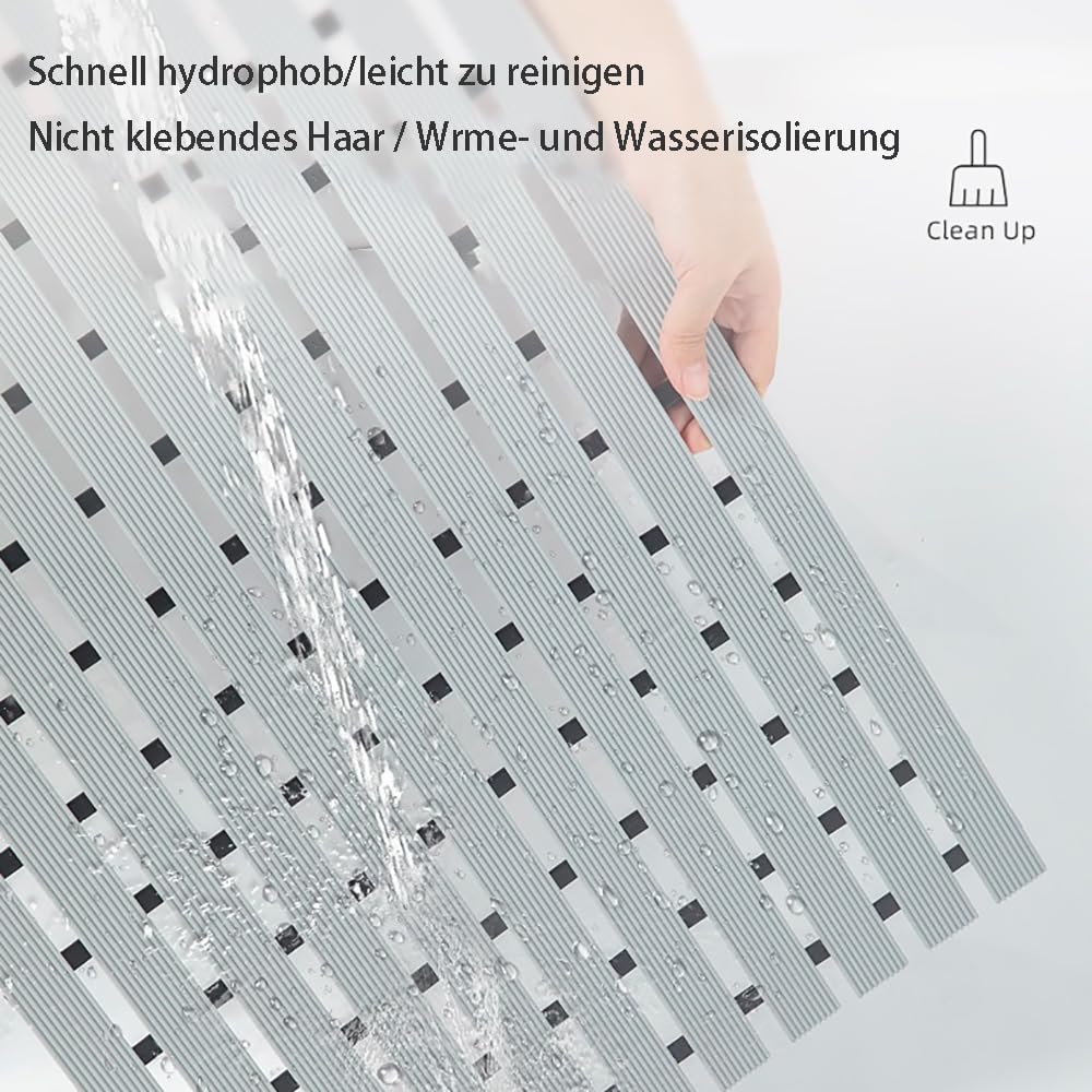Duschmatte rutschfest 61x61 cm Moderne badewannenmatte rutschfest Duscheinlage Antirutschmatte, Automatische Entwässerung,Zuschneidbar, Maschinenwaschbar,Grau