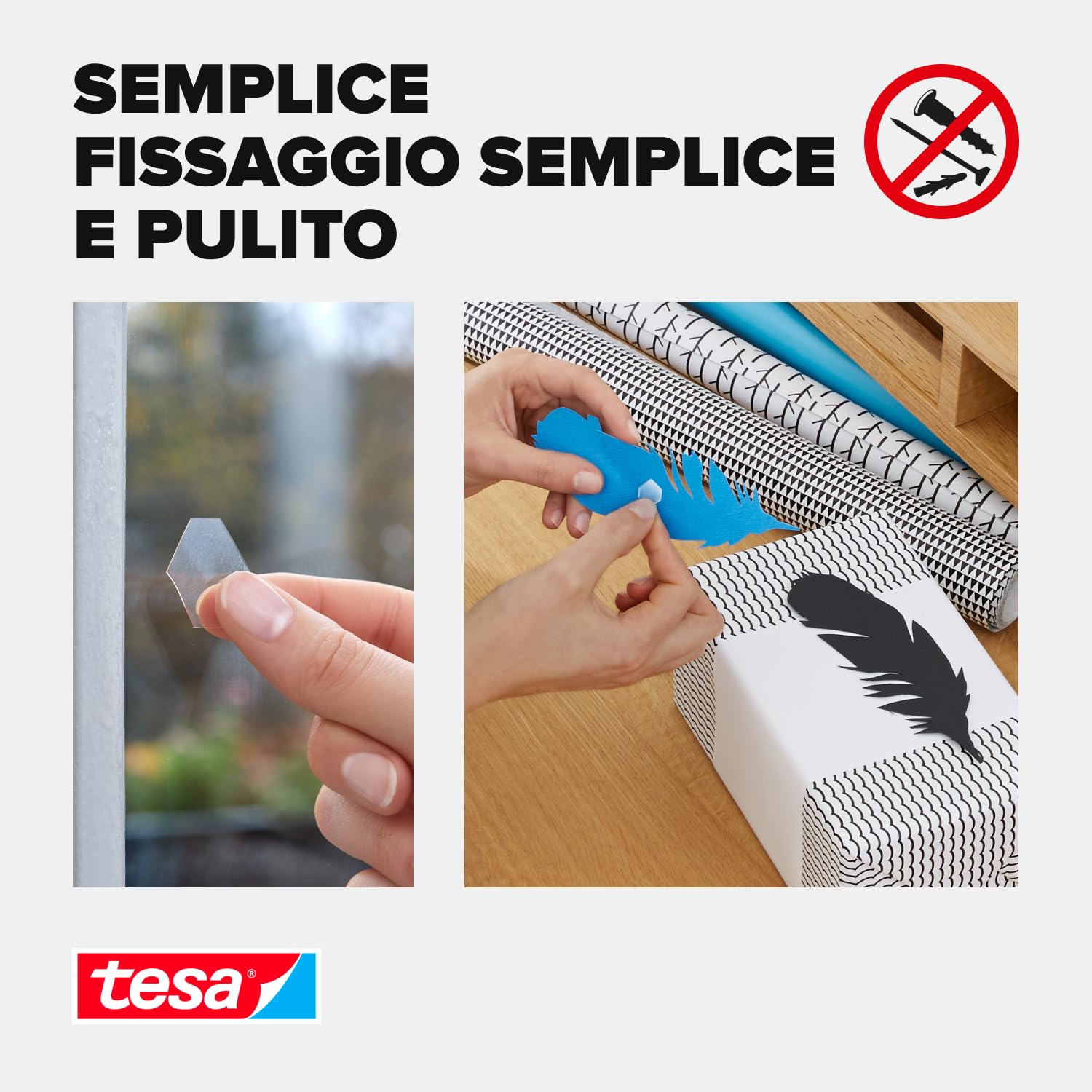 Nastro biadesivo trasparente strisce biadesive rimovibili (60 pezzi