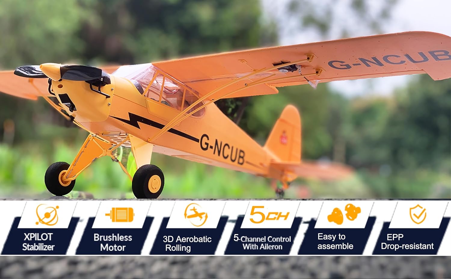 Large Brushless Remote Control Plane XK A160 RC Aircraft Glider J3 6-Axis Gyroscope 5-Channel 3D Stunt Somersault Flight 6 AXIS Gyro for Beginners Adults Expert