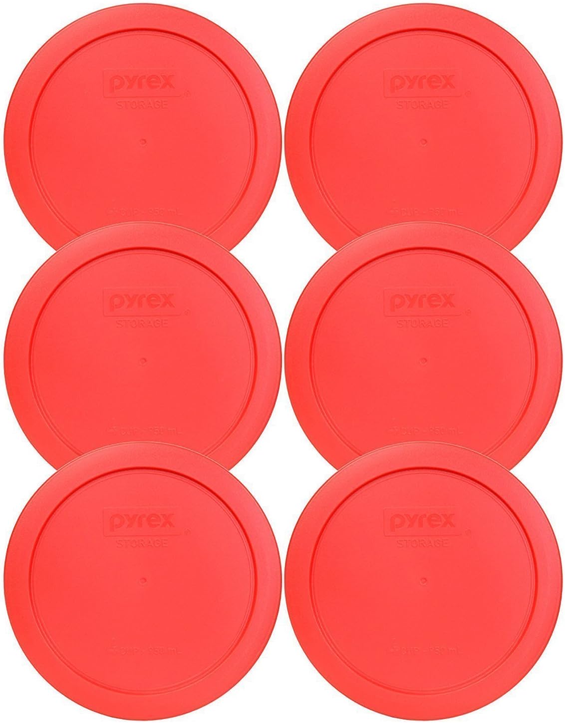 Pyrex 7201-PC 4-Cup Red Food Storage Replacement Lid (6-Pack) - Made in USA