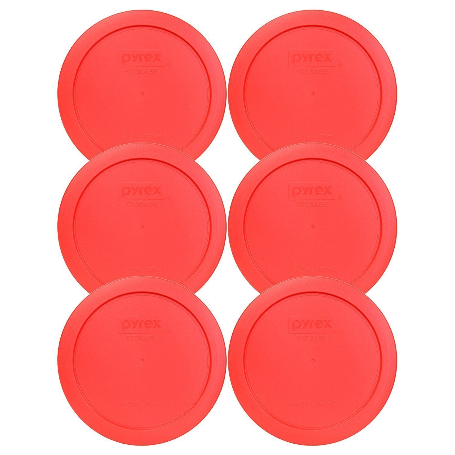 Pyrex7201-PC 4-Cup Red Plastic Food Storage Lid, Made in USA - 6 Pack
